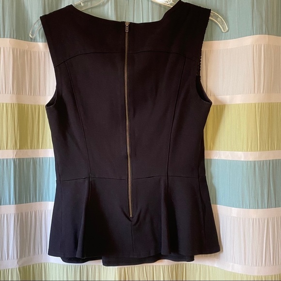 Halogen Leather Peplum Blouse Black Sz Small - Picture 6 of 8